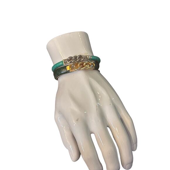 Vintage Vita Florence 24k Gold Bangle & Modern Manelli Silver Leather Bracelet - Picture 13 of 13